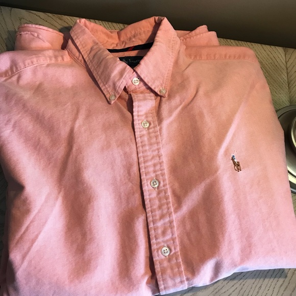 Ralph Lauren Polo Pink/Salmon button down Oxford shirt - Picture 2 of 6